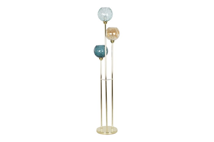 DKD Home Decor Lámpara de Pie Metal y Cristal con Bolas Dorado