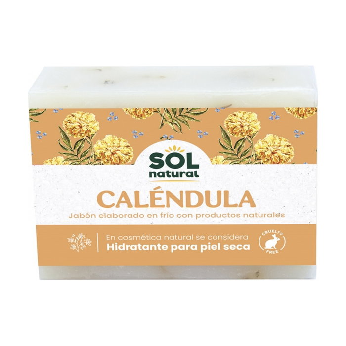 SOLNATURAL Jabón en Pastilla de Caléndula 100g, Hidratante para Piel Seca, Elaborado en Frío SOLNATURAL Jabón en Pastilla de Caléndula 100g, Hidratante para Piel Seca, Elaborado en Frío