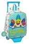 Mochila Escolar con Ruedas Baby Shark Surfing Azul Blanco 22 x 27 x 10 cm