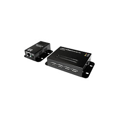 LogiLink Extensor USB 2.0 Cat.5, 50 m, con Hub USB de 4 puertos, Negro