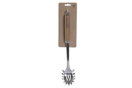 DKD Home Decor Cuchara para Espaguettis de Acacia e Inoxidable Natural