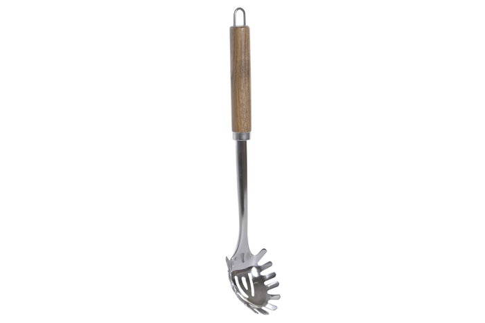 DKD Home Decor Cuchara para Espaguettis de Acacia e Inoxidable Natural