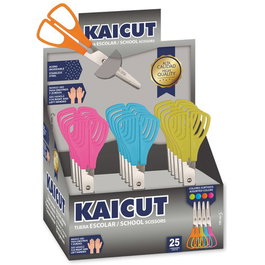 KAICUT Set de 25 Tijeras Escolares 130mm de Acero Inoxidable Surtidas