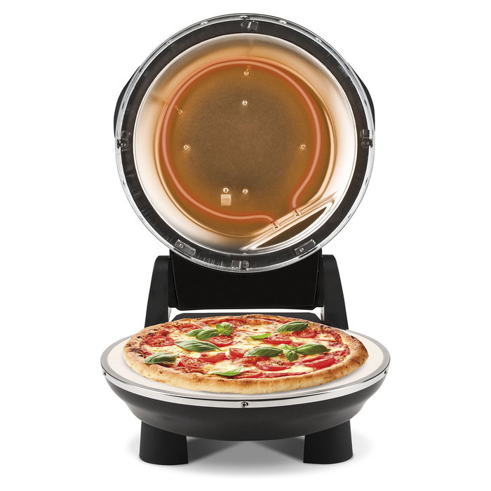 G3 Ferrari Horno para Pizza Napoletana, Negro, 1200 W, 31 cm, Piedra, 400 °C, con Temporizador, Libro de Recetas y Utensilio