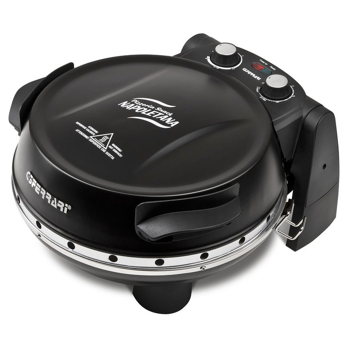 G3 Ferrari Horno para Pizza Napoletana, Negro, 1200 W, 31 cm, Piedra, 400 °C, con Temporizador, Libro de Recetas y Utensilio