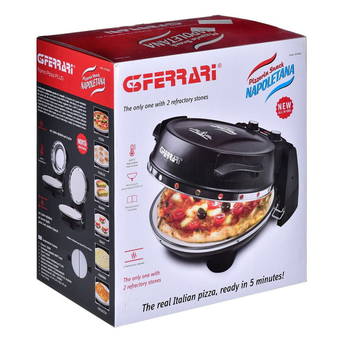 G3 Ferrari Pizzeria Snack Napoletana con 2 piedras, Negro