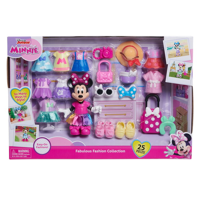 JUST PLAY Muñeca Minnie Mouse posable con 9 conjuntos y accesorios de 15 cm