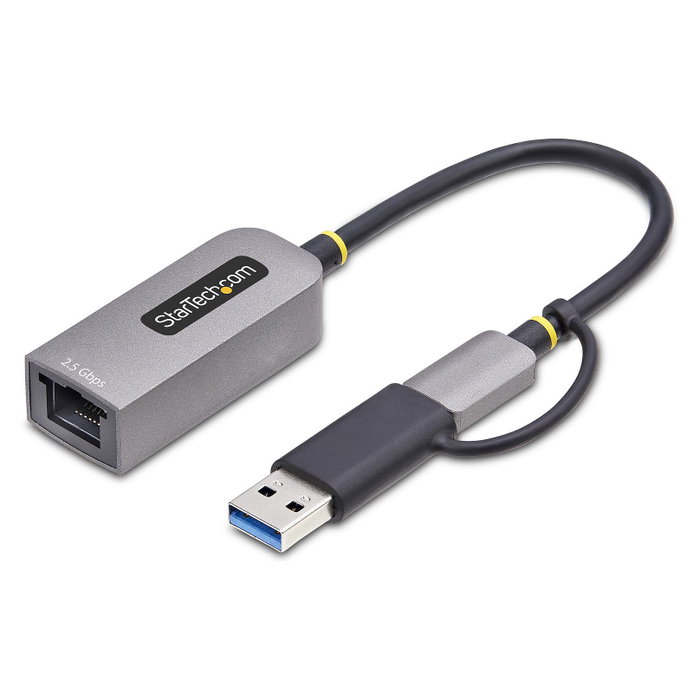 StarTech Adaptador de Red Ethernet USB-C a RJ45 de 2,5 GbE con Conversor USB-A, Gris