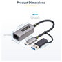 StarTech Adaptador de Red Ethernet USB-C a RJ45 de 2,5 GbE con Conversor USB-A, Gris