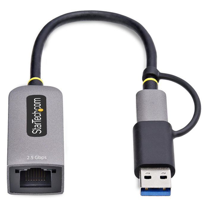 StarTech Adaptador de Red Ethernet USB-C a RJ45 de 2,5 GbE con Conversor USB-A, Gris