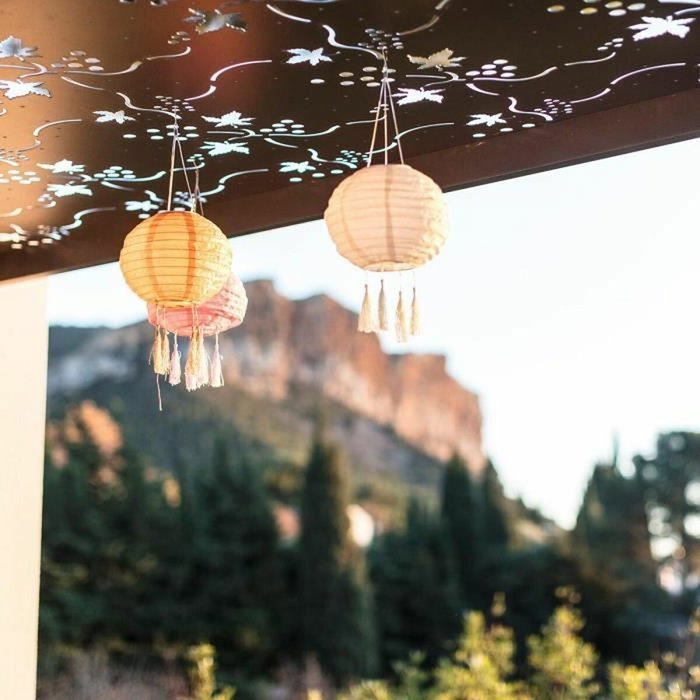 Lumisky Juego de 3 faroles solares Shangri La - Rosa, crema y naranja - LED blanco cálido Lumisky Juego de 3 faroles solares Shangri La - Rosa, crema y naranja - LED blanco cálido