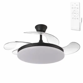 Ventilador DC Negro 59W 6980lm 3000-4000-6000K 4 Aspas 6 Velocidades Verano-Invierno 107cm LED Mando a Distancia