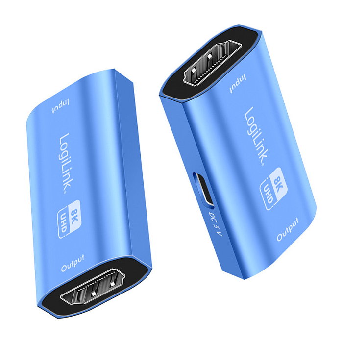 LogiLink Repetidor HDMI de 20m, 8K/60Hz, HDCP 2.3, Azul