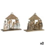 DKD Home Decor Nacimiento Dorado Azul Resina 7 x 15.5 x 17 cm (2 Unidades)