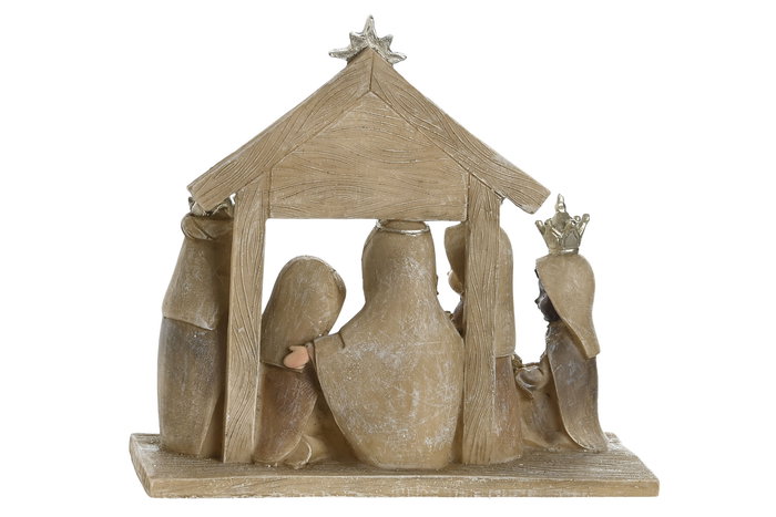 DKD Home Decor Nacimiento Dorado Azul Resina 7 x 15.5 x 17 cm (2 Unidades)