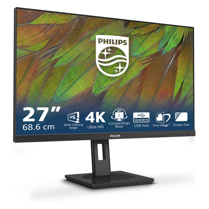Philips 27B1N3800 27 pulgadas Monitor IPS 4K UHD 3840x2160 60Hz 4ms HDMI DP USB Altavoces Pivot Negro