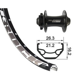 XLC Rueda Delantera Rodi Black Rock 26" Disco 32 Agujeros Aluminio Negro Eje Pasante 15mm
