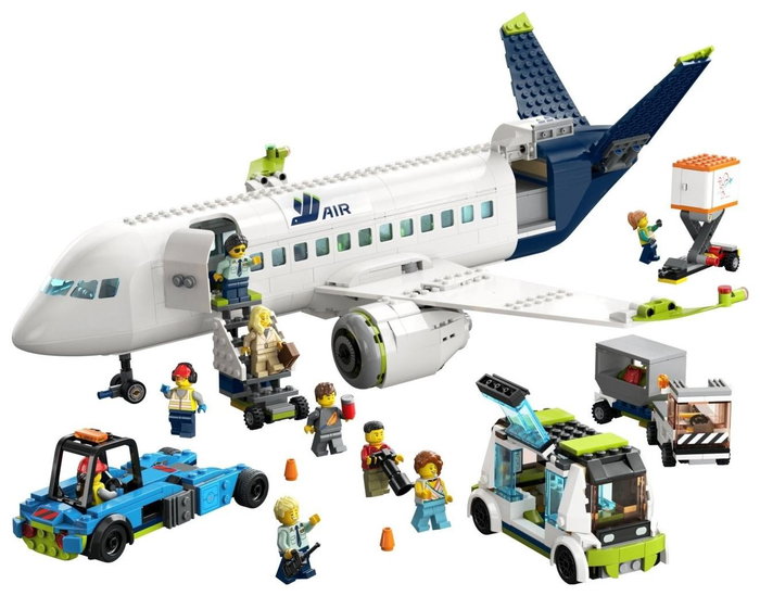 LEGO City Avión de Pasajeros 60367 con Vehículos de Apoyo y 9 Minifiguras