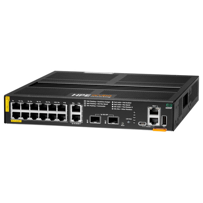HPE Aruba Networking CX 6200F 12G CL4 2G/2S-STOCK Switch Gestionado L3, 12 Puertos Gigabit PoE 139W, 2 SFP+, Capa 3, Montaje Rack 1U