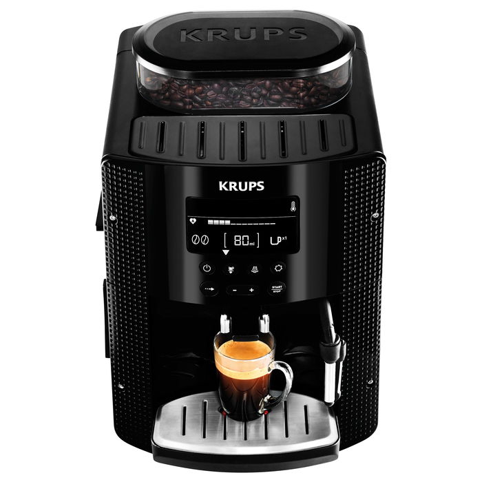 Krups Máquina de Café Automática EA8150, Negro - Cafetera Superautomática para Espresso y Capuccino