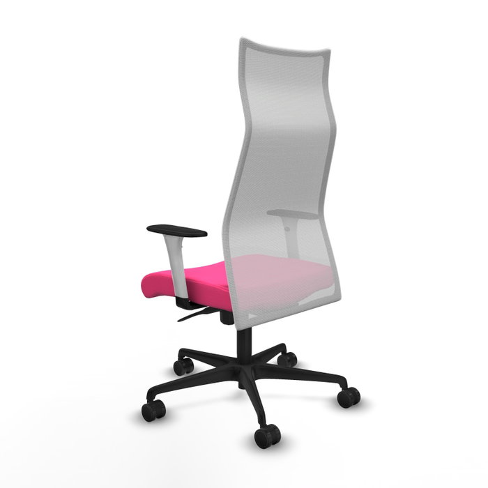 PIQUERAS Y CRESPO Sillón Albacete con Mecanismo Sincro, Similpiel Rosa y Malla Blanca