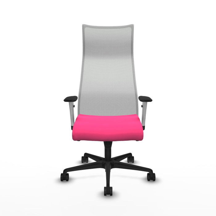 PIQUERAS Y CRESPO Sillón Albacete con Mecanismo Sincro, Similpiel Rosa y Malla Blanca