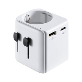Ewent EW1472 Adaptador de Viaje Universal Blanco con Puertos USB-A y USB-C