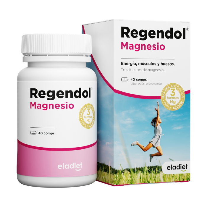 Eladiet Regendol Magnesio 40 comprimidos Complemento alimenticio con tres fuentes de magnesio biodisponibles Eladiet Regendol Magnesio 40 comprimidos Complemento alimenticio con tres fuentes de magnesio biodisponibles