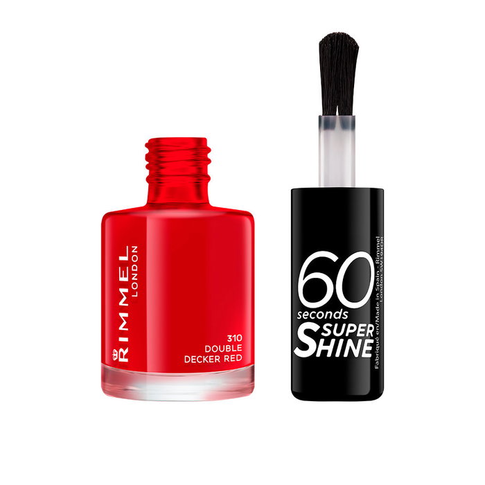 Rimmel London Esmalte de Uñas 60 SECONDS SUPER SHINE #310-Double Decker Red, 8 ml, esmalte de secado rápido con cepillo de precisión y acabado brillante Rimmel London Esmalte de Uñas 60 SECONDS SUPER SHINE #310-Double Decker Red, 8 ml, esmalte de secado rápido con cepillo de precisión y acabado brillante