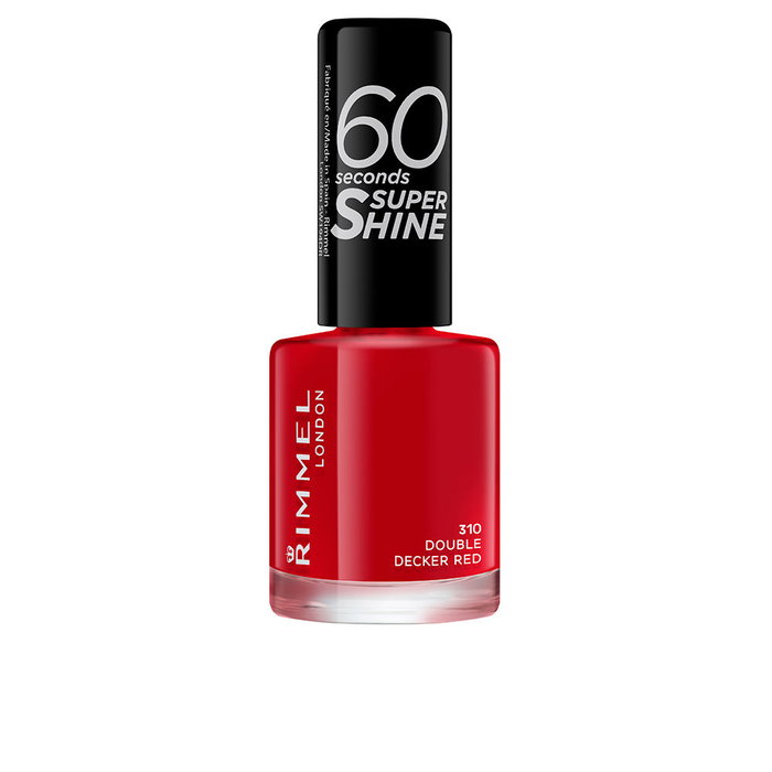 Rimmel London Esmalte de Uñas 60 SECONDS SUPER SHINE #310-Double Decker Red, 8 ml, esmalte de secado rápido con cepillo de precisión y acabado brillante Rimmel London Esmalte de Uñas 60 SECONDS SUPER SHINE #310-Double Decker Red, 8 ml, esmalte de secado rápido con cepillo de precisión y acabado brillante