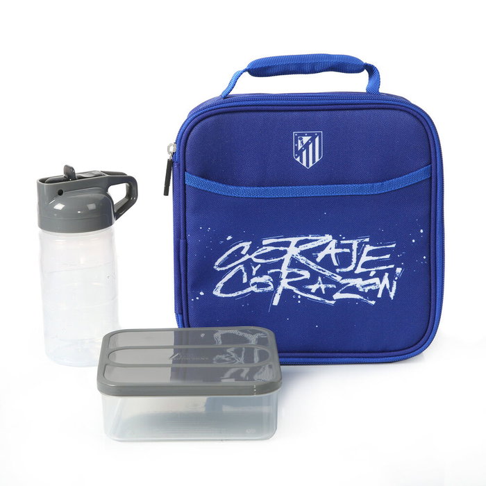 ATLETICO DE MADRID Kit de Transporte Térmico con Bolsa Portaalimentos, Botella y Tupper, 21x9.5x21.6 cm, Poliéster 600D