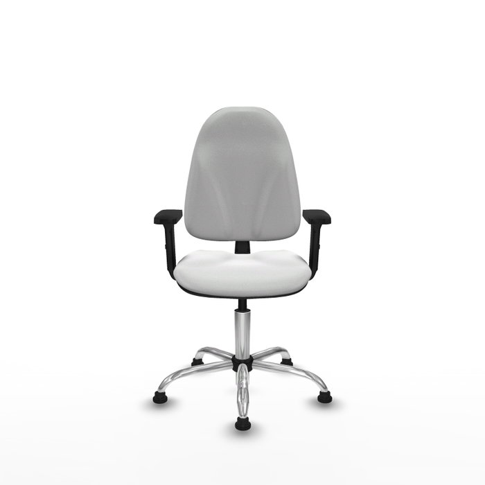 Silla de oficina Algarra con mecanismo Contacto permanente básico tapizada con Tela color Blanco. Equipada con Base cromada, Brazos 2Dy Topes
