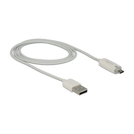 DeLOCK Cable USB 2.0 A Micro-USB B con Indicador LED, 1 m, Blanco
