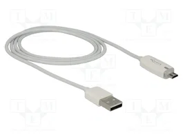 DeLOCK Cable de datos y carga USB 2.0 de 1 m, USB A a Micro USB-B, Blanco con indicador luminoso