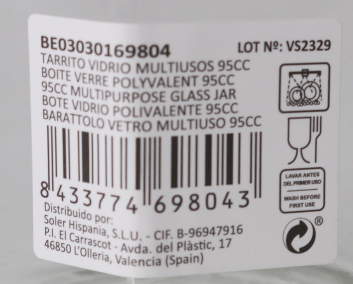 Mediterraneo Tarrito Vidrio Multiusos 95 cc 5.5 x 5 x 7.2 cm (24 Unidades)