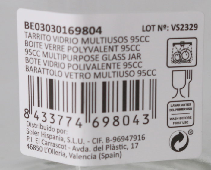 Mediterraneo Tarrito Vidrio Multiusos 95 cc 5.5 x 5 x 7.2 cm (24 Unidades)