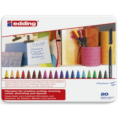 Edding Rotuladores 1200 Punta Fina Colores Surtidos Estuche Metálico Edding Rotuladores 1200 Punta Fina Colores Surtidos Estuche Metálico