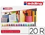 Edding Rotulador de Fibra Caja Metálica 20 Unidades Colores Surtidos Punta Redonda 0,5 mm