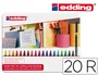 Edding Rotulador de Fibra Caja Metálica 20 Unidades Colores Surtidos Punta Redonda 0,5 mm