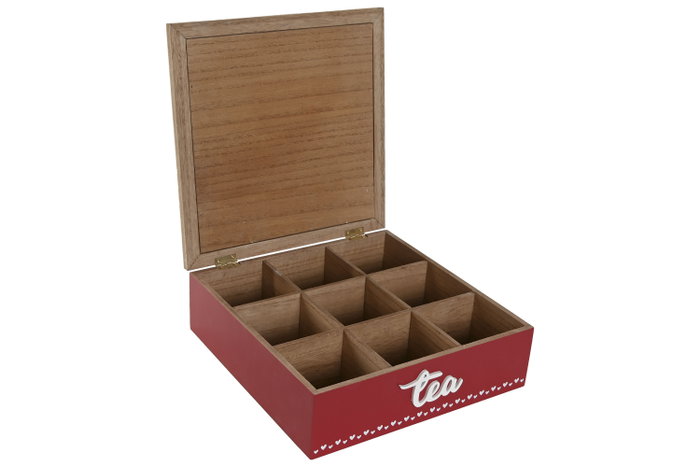 DKD Home Decor Caja de Infusiones Rojo Blanco 24 x 7.5 x 24 cm (4 Unidades) Mdf DKD Home Decor Caja de Infusiones Rojo Blanco 24 x 7.5 x 24 cm (4 Unidades) Mdf