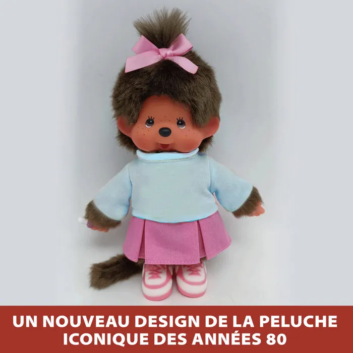 Peluche Monchhichi Con Falda Y Zapatillas – 20 Cm – Juguete Icónico De Los Años 80 Para Niños +2 Años De BANDAI