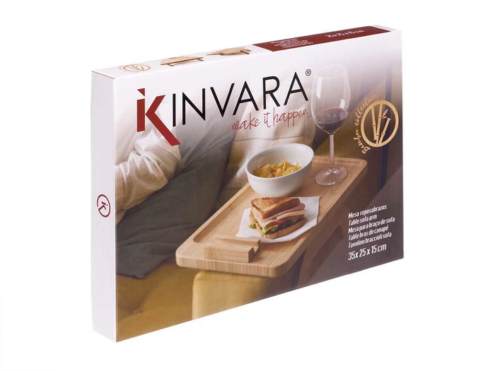 Kinvara Mesa Bambú para Brazo de Sofá 35x25x1.5 cm Natural (Set de 6)