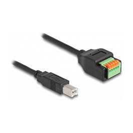 DeLOCK Cable Adaptador USB 2.0 Tipo B Macho a Bloque de Terminales 5 Pines, 15 cm, Negro y Verde
