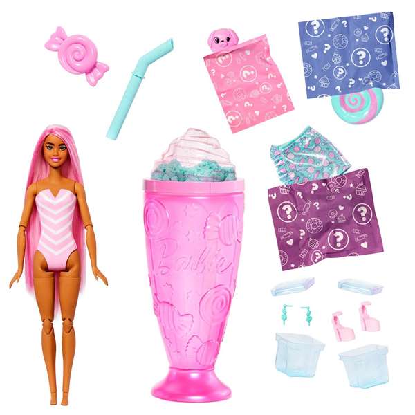 Mattel Barbie Pop Reveal Muñeca Sorpresa con Vaso Rosa Incluye 8 Sorpresas