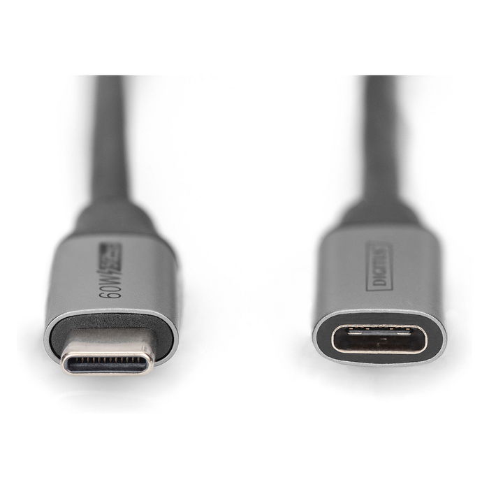 Digitus Cable Alargador USB-C a USB-C, USB 3.2 Gen 1 (5 Gbps), Power Delivery 60W, 1 metro, Negro