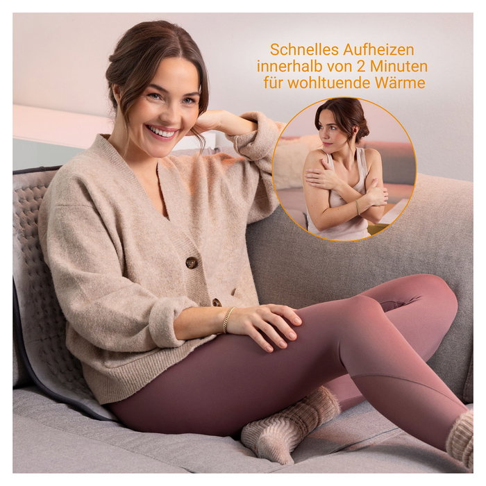 Medisana HP 700 Almohadilla Térmica Eléctrica XXL, Gris - 100 W, Apagado Automático 90 min, Cubierta Lavable 30°C, 600 x 350 mm