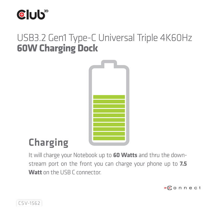 Club3D Muelle de Carga 4K USB-C con 6xUSB3, 2xDP, HDMI, LAN y Audio - Optimizado para Estaciones de Trabajo y Multimonitor