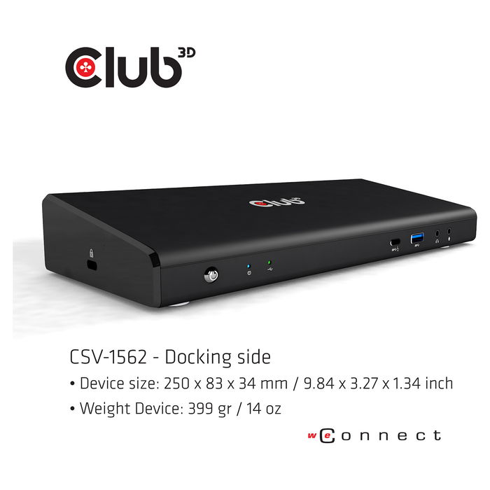 Club3D Muelle de Carga 4K USB-C con 6xUSB3, 2xDP, HDMI, LAN y Audio - Optimizado para Estaciones de Trabajo y Multimonitor
