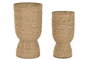 DKD Home Decor Set de 2 Maceteros de Seagrass y Metal Natural 32x32x60 cm