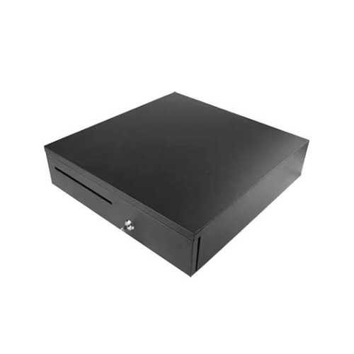 Cajón Portamonedas TPV 10Pos LB-405B1 Negro 405x420 mm con 5 Billetes, 8 Monedas y Ranura Documentos, Interfaz RJ12